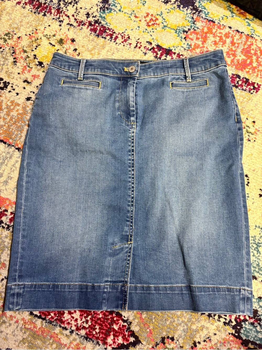 Classic Blue Denim Pencil Skirt - Women's Jeans- Talbots Petite